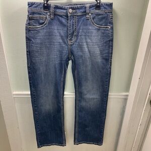 Rock & Roll Men's Classic Blue Denim Double Barrel Straight leg  Relaxed Jeans